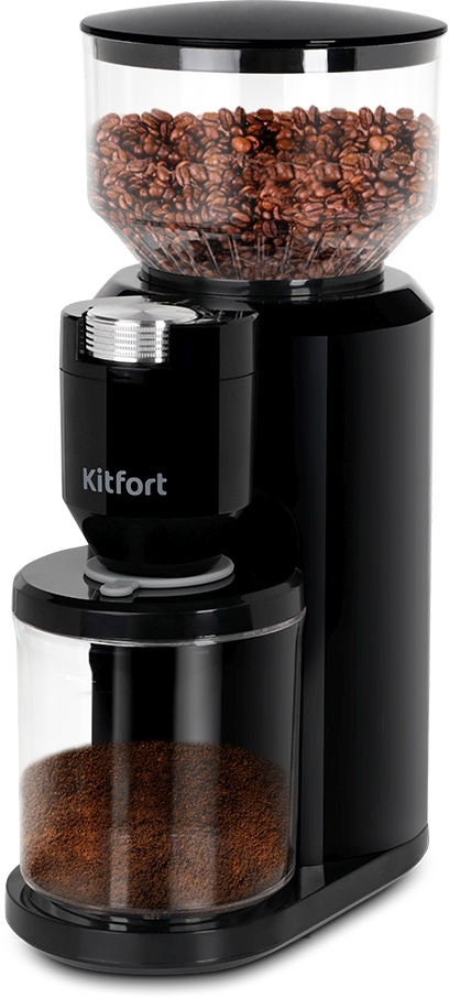Кофемолка Kitfort КТ-7117 150Вт сист.помол.:жернова вместим.:200гр черный Кофемолка Kitfort КТ-7117 150Вт сист.помол.:жернова вместим.:200гр черный