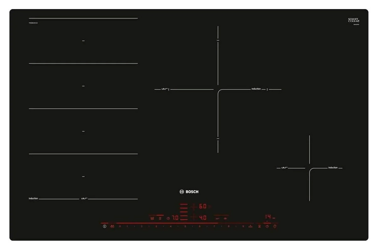 Индукционная варочная поверхность Bosch PXE801DC1E черный Индукционная варочная поверхность Bosch PXE801DC1E черный