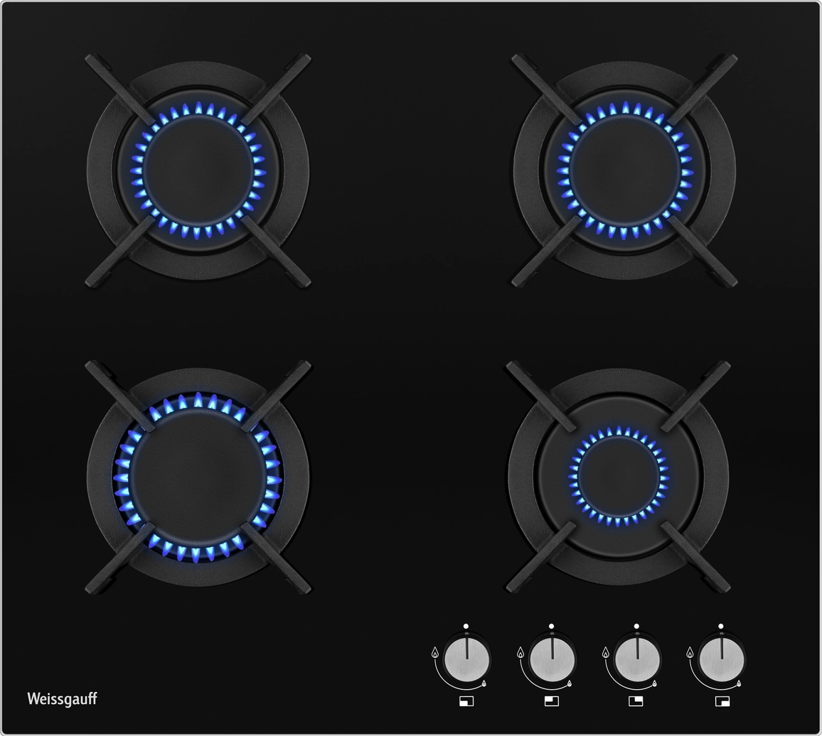 Газовая варочная поверхность Weissgauff HG 640 BGV черный Газовая варочная поверхность Weissgauff HG 640 BGV черный
