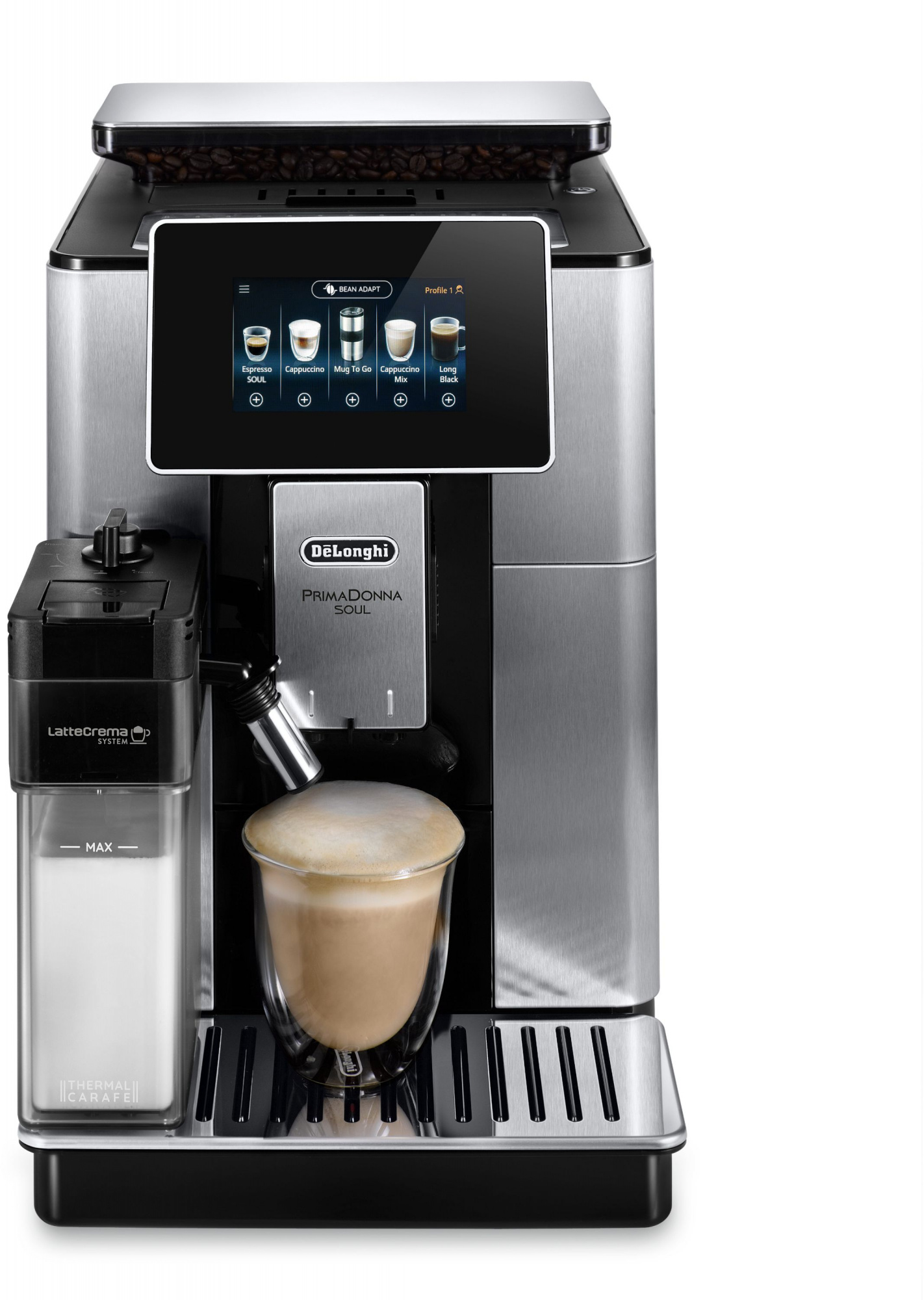 Кофемашина Delonghi Primadonna Soul ECAM610.74.MB 1450Вт черный/серебристый Кофемашина Delonghi Primadonna Soul ECAM610.74.MB 1450Вт черный/серебристый