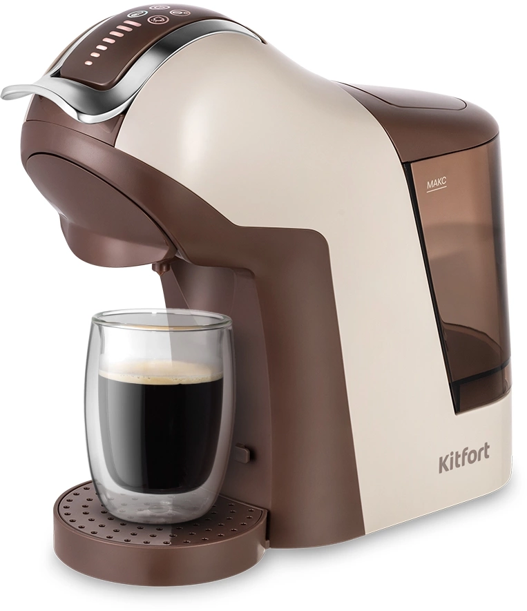 Кофемашина Kitfort КТ-7448 1400Вт коричневый/бежевый Кофемашина Kitfort КТ-7448 1400Вт коричневый/бежевый