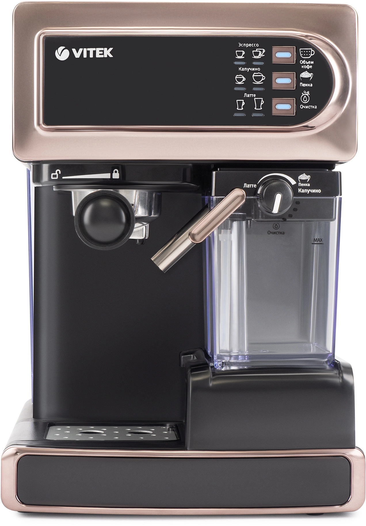 Кофеварка рожковая Vitek VT-1517 GD 1238Вт золотистый Кофеварка рожковая Vitek VT-1517 GD 1238Вт золотистый