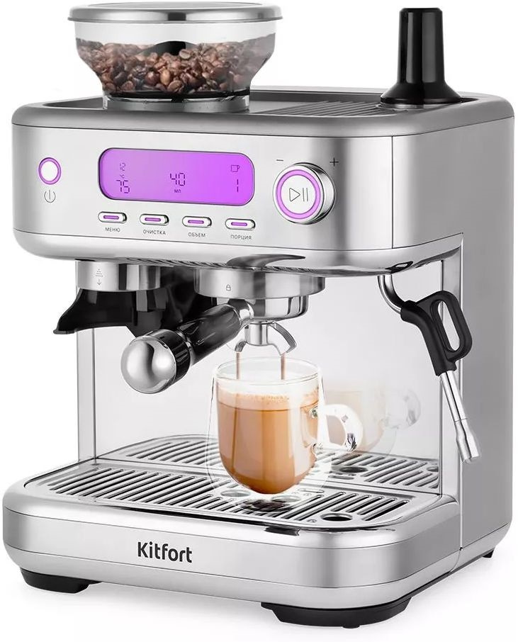 Кофемашина Kitfort КТ-7113 1480Вт нержавеющая сталь Кофемашина Kitfort КТ-7113 1480Вт нержавеющая сталь